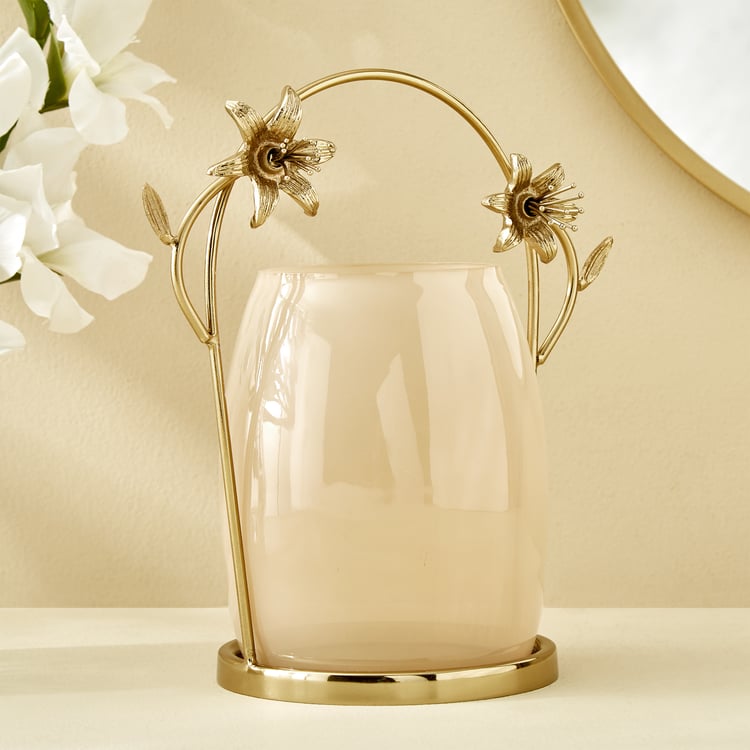 Windflower Fabio Aluminium and Glass Floral Candle Holder