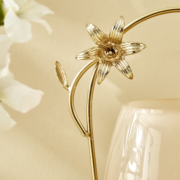 Windflower Fabio Aluminium and Glass Floral Candle Holder
