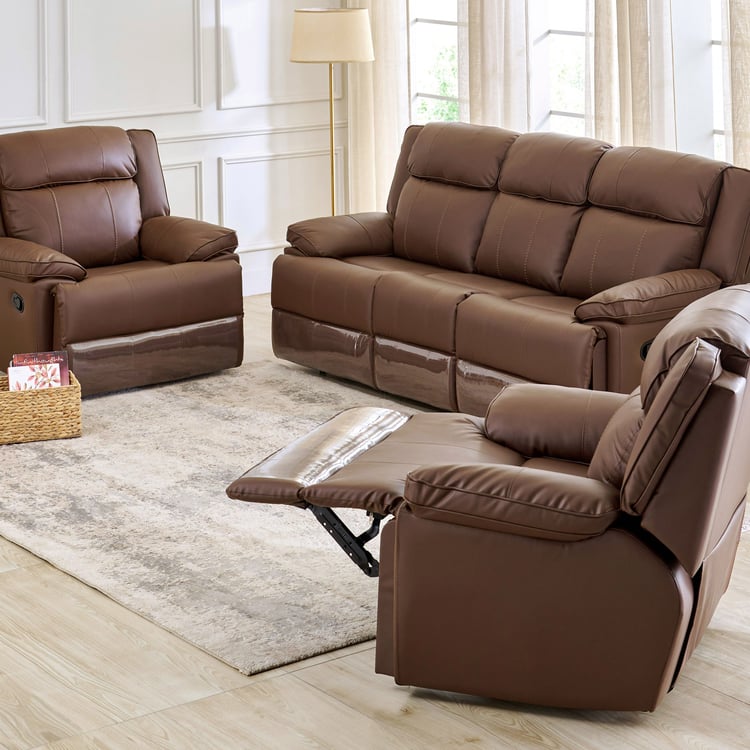 Torino Faux Leather 3+1+1 Seater Recliner Set - Brown