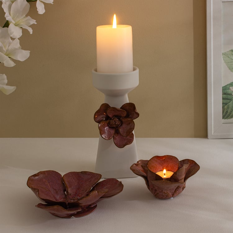 Windflower Fluer Ceramic Floral Candle Holder