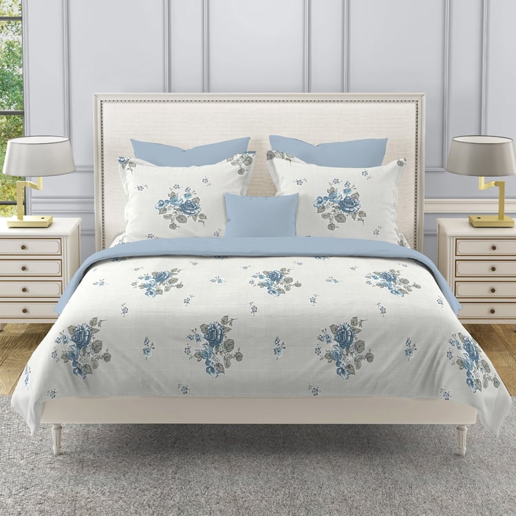 SWAYAM Ananda Cotton 210TC Floral Print 3Pcs Queen Bedsheet Set