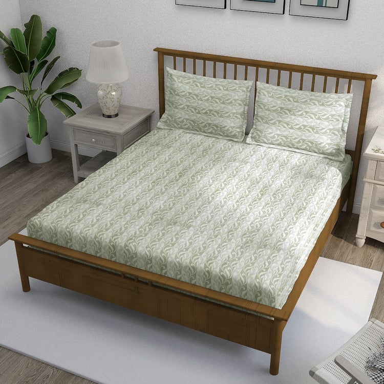 SWAYAM Ananda Cotton 210TC Printed 3Pcs Queen Bedsheet Set
