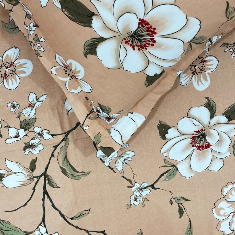 SWAYAM Ananda Cotton 210TC Floral Print 3Pcs Queen Bedsheet Set