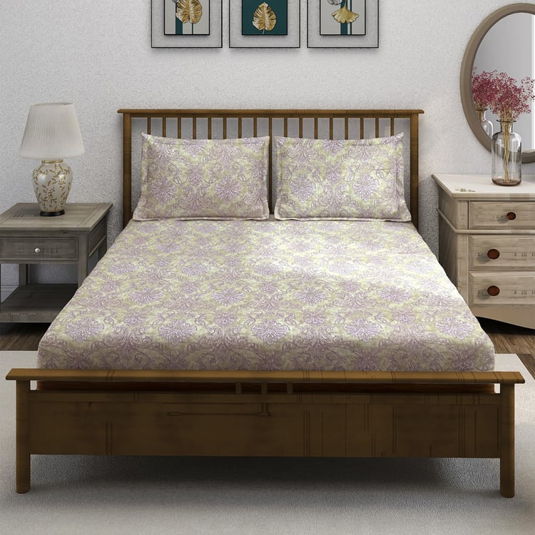 SWAYAM Ananda Cotton 210TC Printed 3Pcs Queen Bedsheet Set