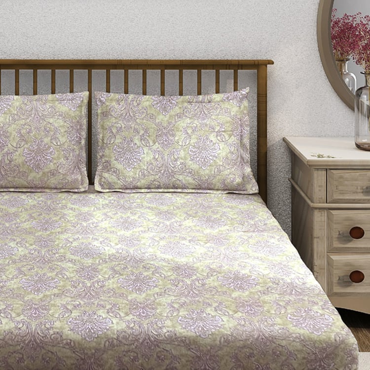 SWAYAM Ananda Cotton 210TC Printed 3Pcs Queen Bedsheet Set