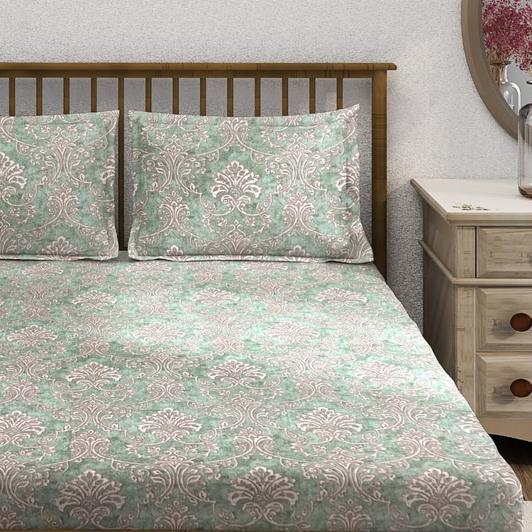 SWAYAM Ananda Cotton 210TC Printed 3Pcs Queen Bedsheet Set