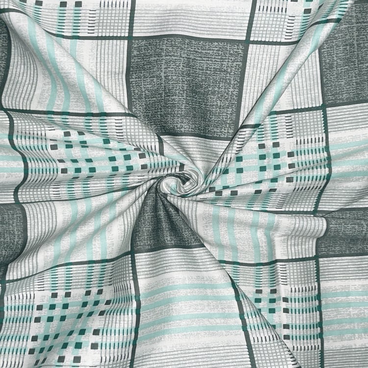 SWAYAM Ananda Cotton 210TC Checked 3Pcs Queen Bedsheet Set