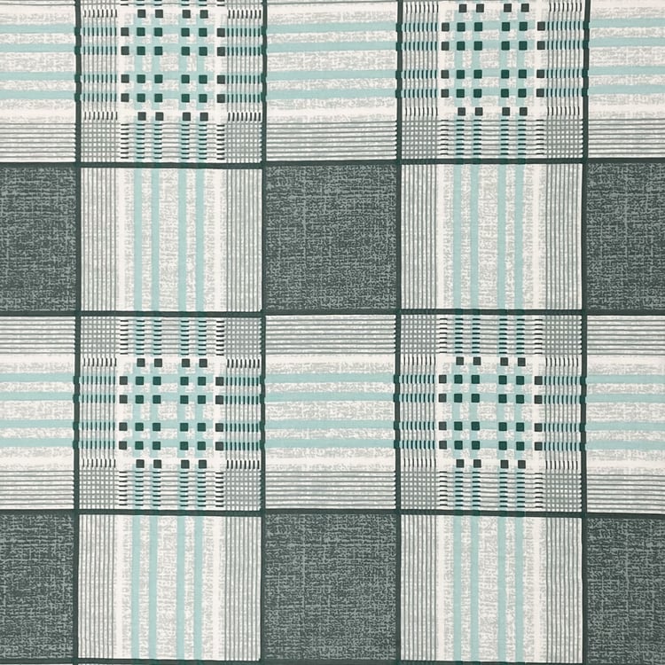 SWAYAM Ananda Cotton 210TC Checked 3Pcs Queen Bedsheet Set