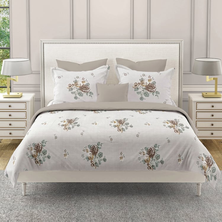 SWAYAM Ananda Cotton Floral Print 210TC 3Pcs Super King Bedsheet Set