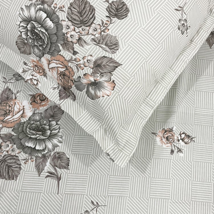 SWAYAM Ananda Cotton Floral Print 210TC 3Pcs Super King Bedsheet Set