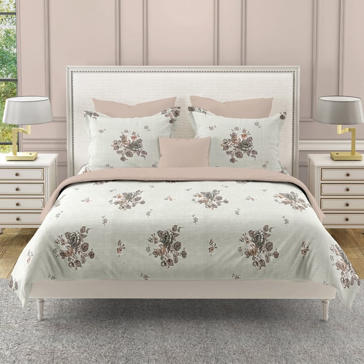SWAYAM Ananda Cotton Floral Print 210TC 3Pcs Super King Bedsheet Set