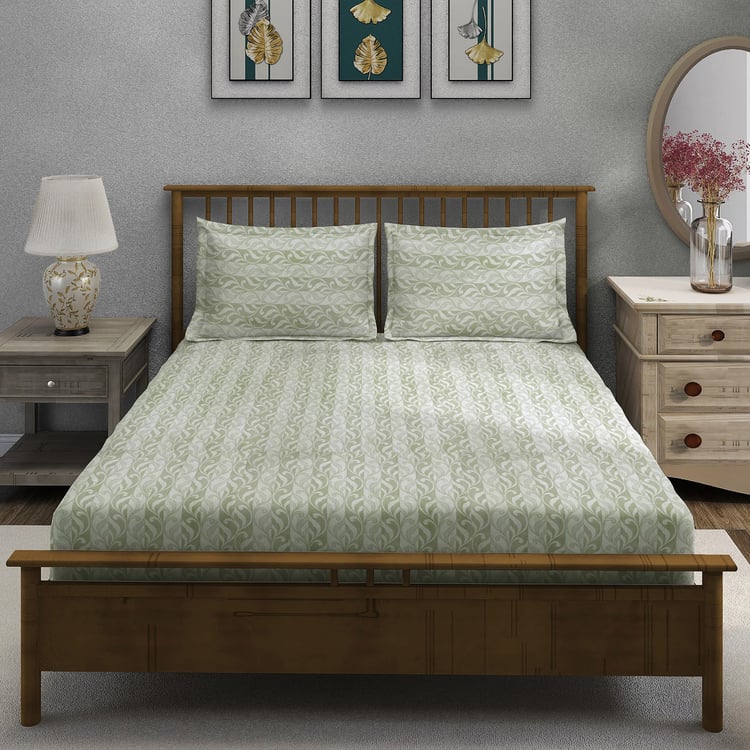 SWAYAM Ananda Cotton Printed 210TC 3Pcs Super King Bedsheet Set