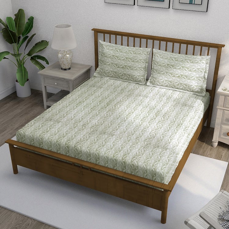 SWAYAM Ananda Cotton Printed 210TC 3Pcs Super King Bedsheet Set