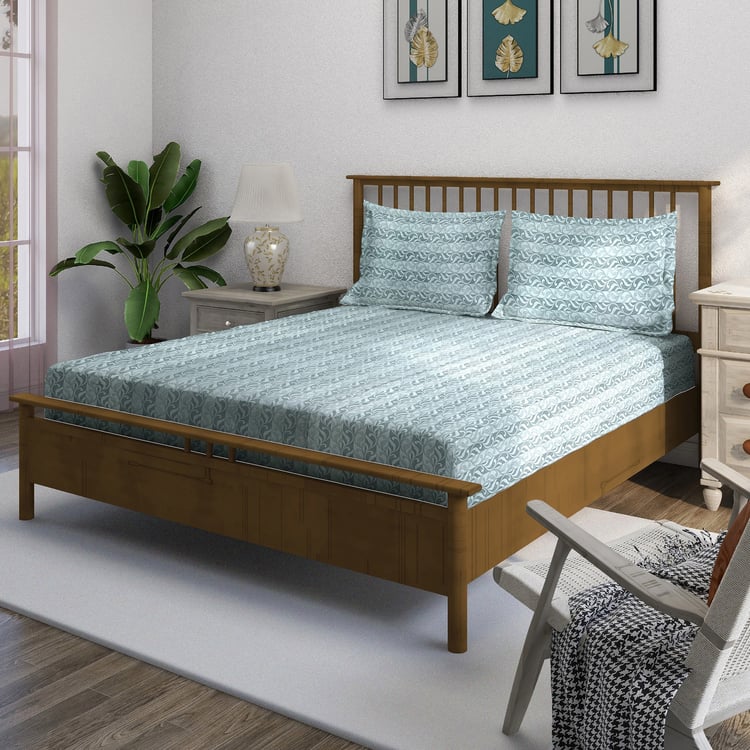 SWAYAM Ananda Cotton Printed 210TC 3Pcs Super King Bedsheet Set