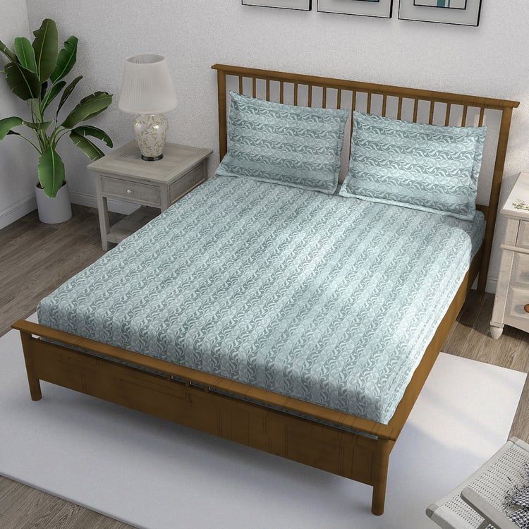SWAYAM Ananda Cotton Printed 210TC 3Pcs Super King Bedsheet Set