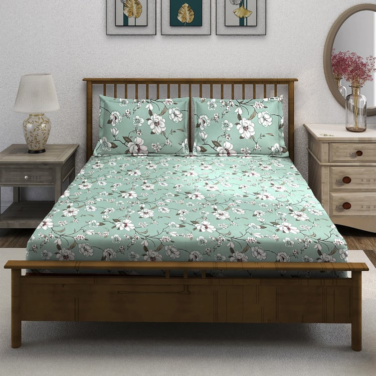SWAYAM Ananda Cotton Printed 210TC 3Pcs Super King Bedsheet Set