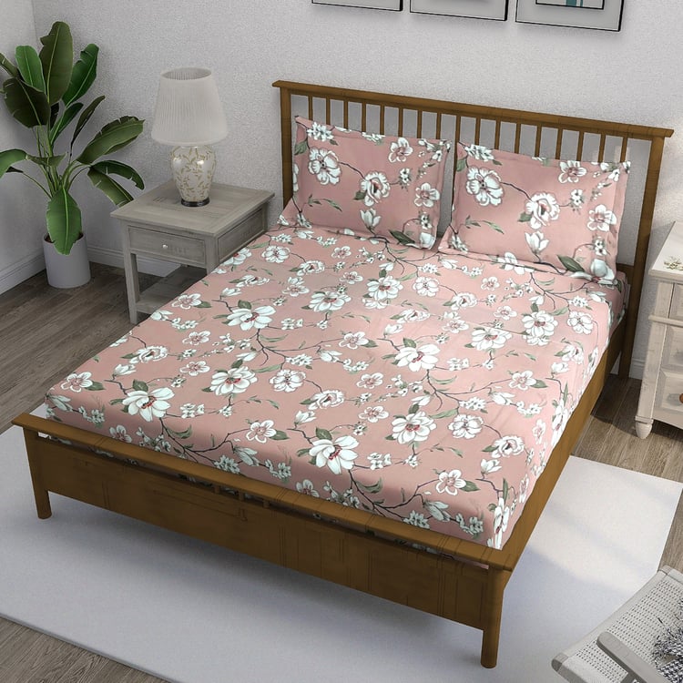 SWAYAM Ananda Cotton Floral Print 210TC 3Pcs Super King Bedsheet Set
