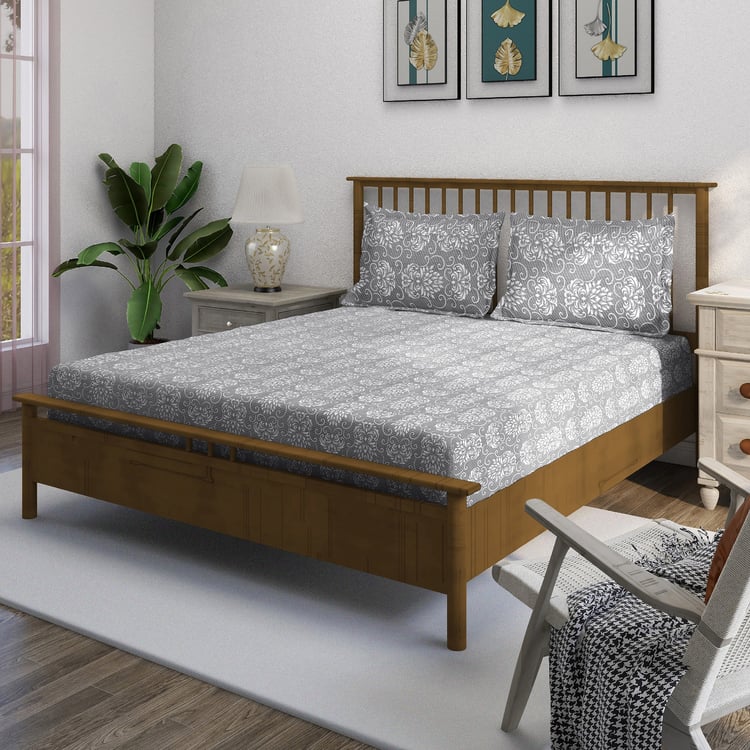 SWAYAM Ananda Cotton Printed 210TC 3Pcs Super King Bedsheet Set
