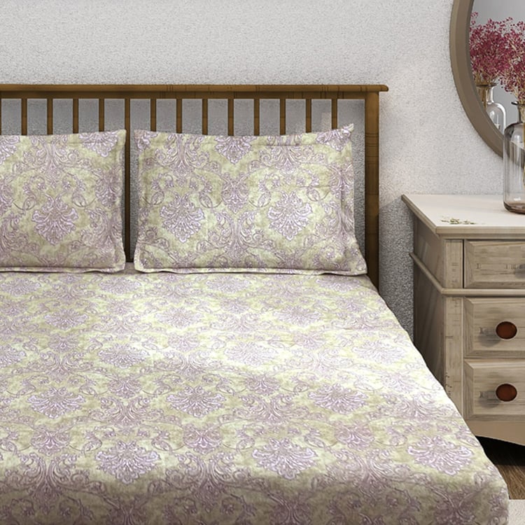 SWAYAM Ananda Cotton Printed 210TC 3Pcs Super King Bedsheet Set