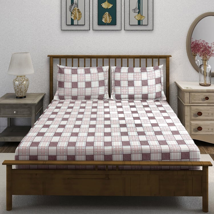 SWAYAM Ananda Cotton Printed 210TC 3Pcs Super King Bedsheet Set