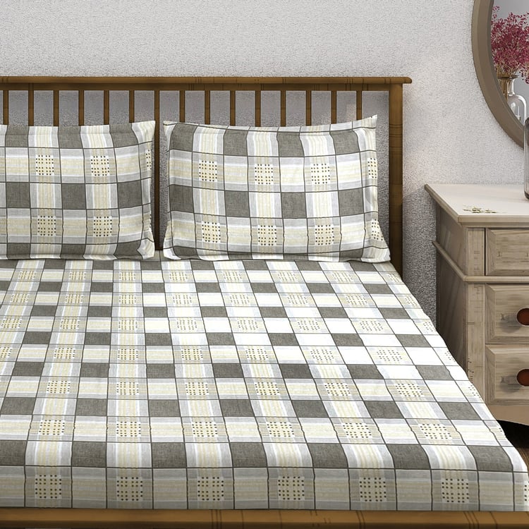 SWAYAM Ananda Cotton Printed 210TC 3Pcs Super King Bedsheet Set