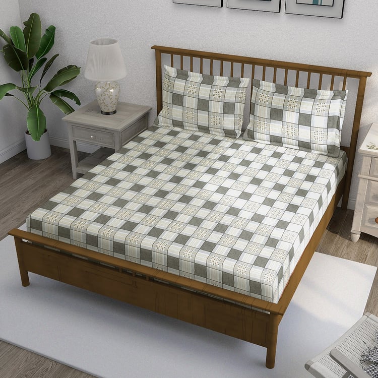 SWAYAM Ananda Cotton Printed 210TC 3Pcs Super King Bedsheet Set