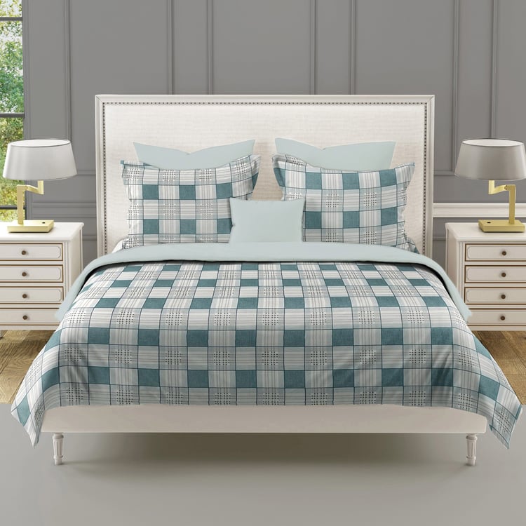 SWAYAM Ananda Cotton Checked 210TC 3Pcs Super King Bedsheet Set