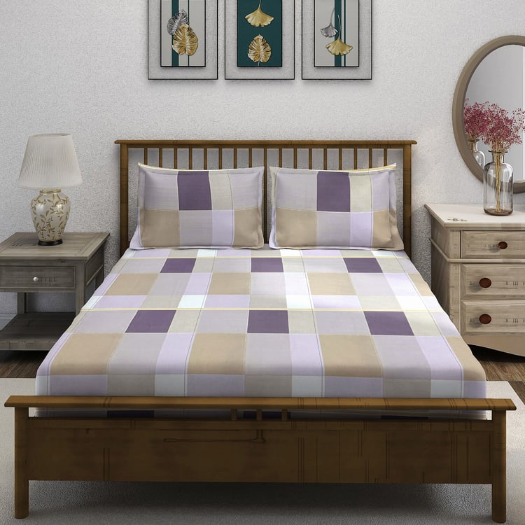 SWAYAM Ananda Cotton Printed 210TC 3Pcs Super King Bedsheet Set
