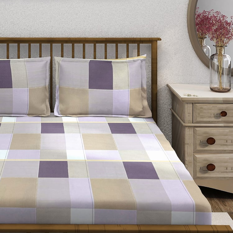 SWAYAM Ananda Cotton Printed 210TC 3Pcs Super King Bedsheet Set
