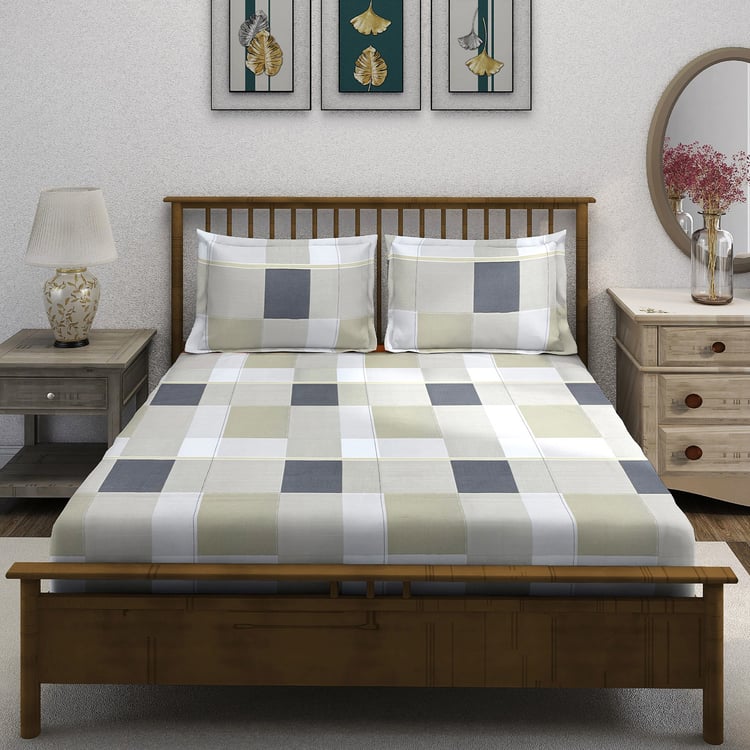 SWAYAM Ananda Cotton Printed 210TC 3Pcs Super King Bedsheet Set