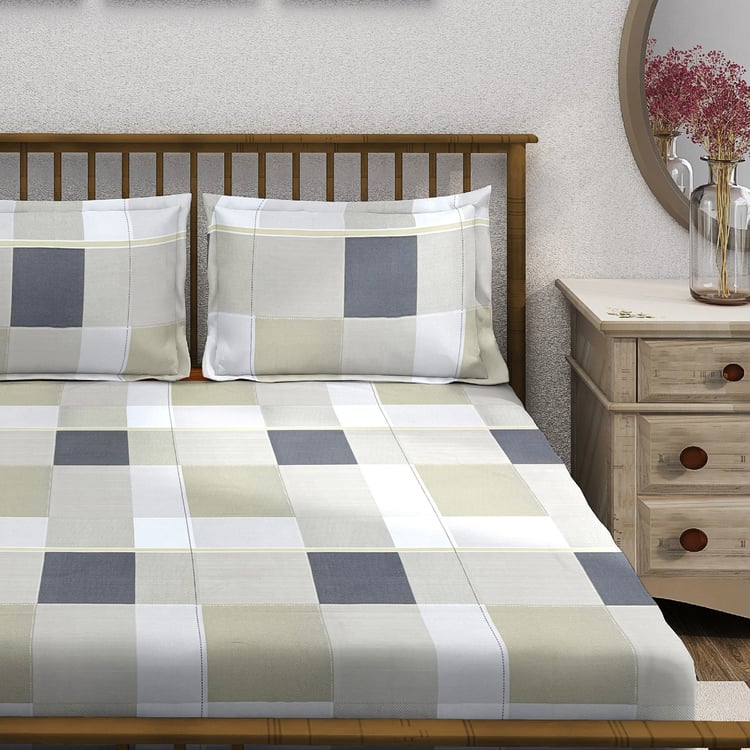 SWAYAM Ananda Cotton Printed 210TC 3Pcs Super King Bedsheet Set