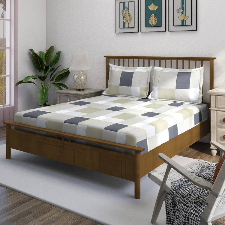 SWAYAM Ananda Cotton Printed 210TC 3Pcs Super King Bedsheet Set