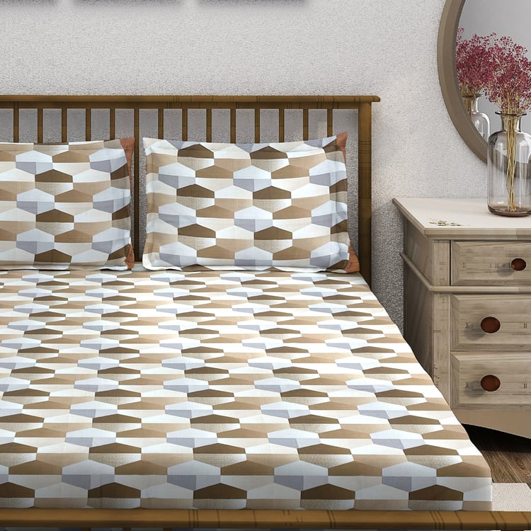 SWAYAM Ananda Cotton Printed 210TC 3Pcs Super King Bedsheet Set