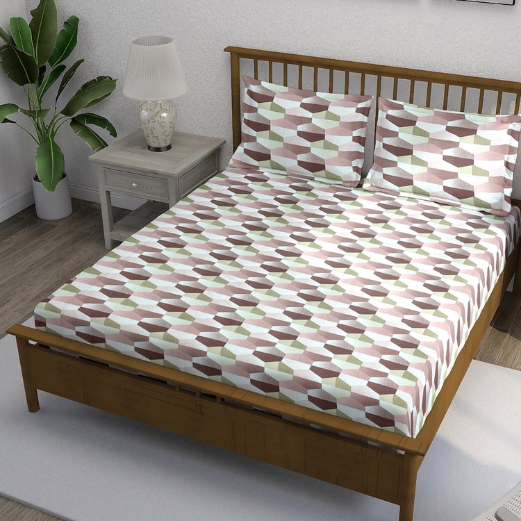 SWAYAM Ananda Cotton Printed 210TC 3Pcs Super King Bedsheet Set