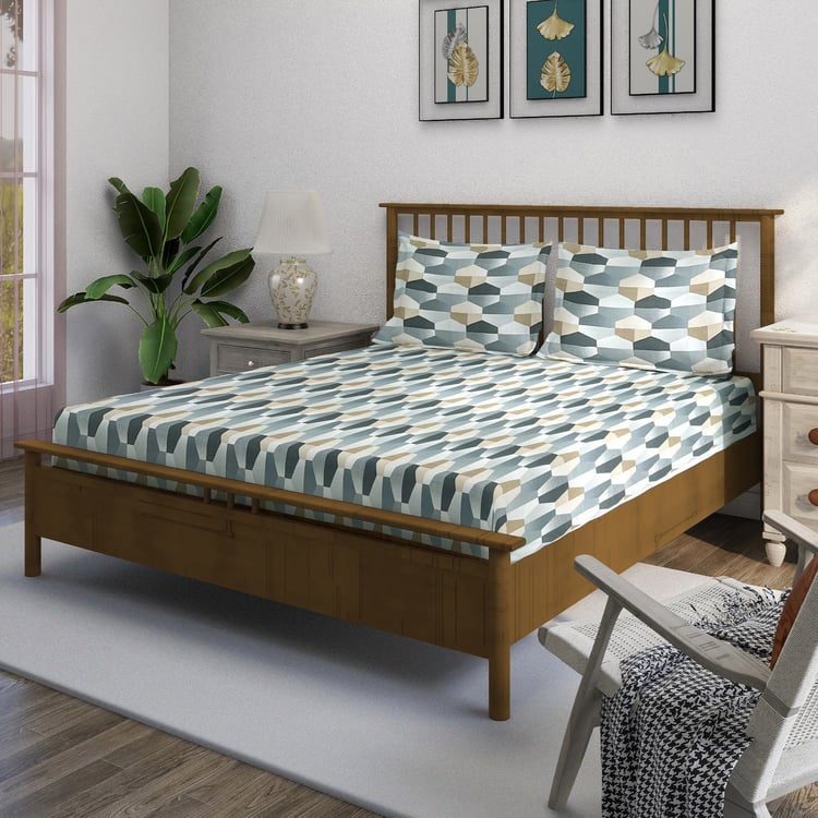 SWAYAM Ananda Cotton Printed 210TC 3Pcs Super King Bedsheet Set