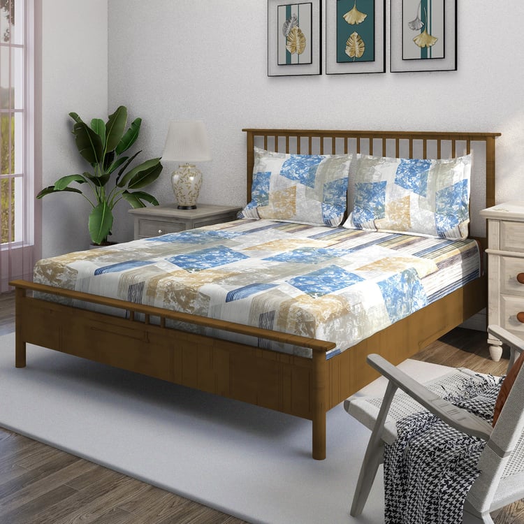 SWAYAM Ananda Cotton Printed 210TC 3Pcs Super King Bedsheet Set