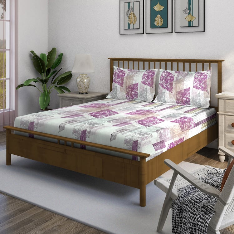 SWAYAM Ananda Cotton Printed 210TC 3Pcs Super King Bedsheet Set