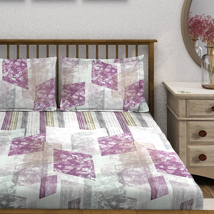 SWAYAM Ananda Cotton Printed 210TC 3Pcs Super King Bedsheet Set