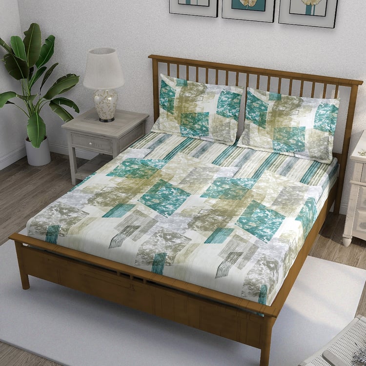 SWAYAM Ananda Cotton Printed 210TC 3Pcs Super King Bedsheet Set