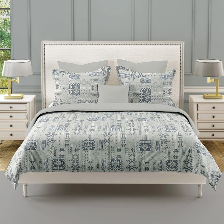 SWAYAM Ananda Cotton Printed 210TC 3Pcs Super King Bedsheet Set