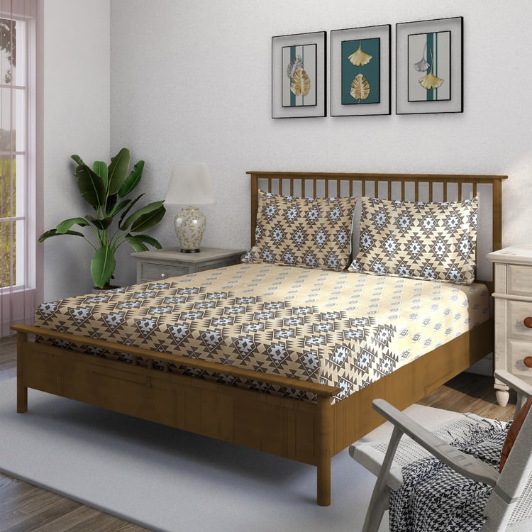 SWAYAM Ananda Cotton Printed 210TC 3Pcs Super King Bedsheet Set