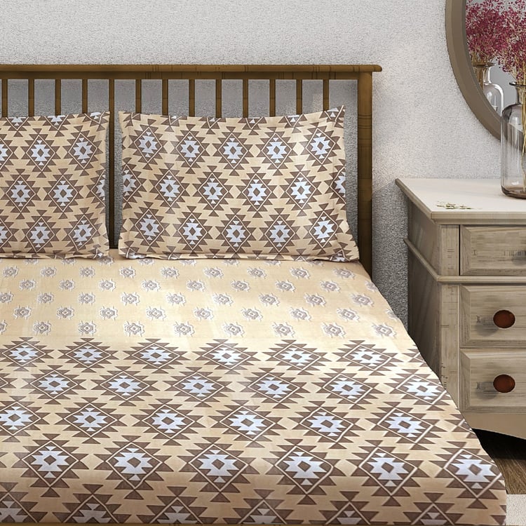 SWAYAM Ananda Cotton Printed 210TC 3Pcs Super King Bedsheet Set