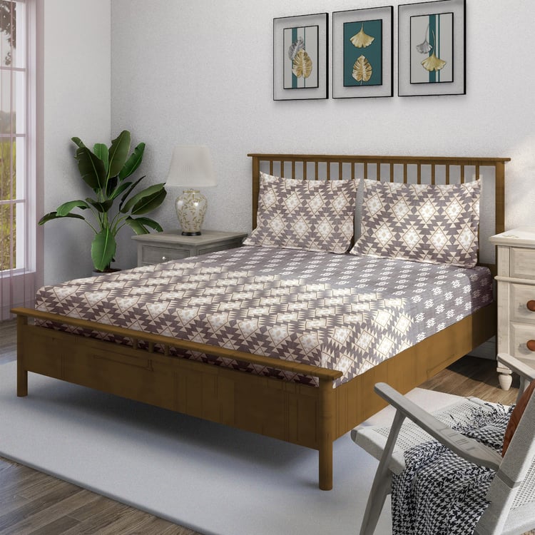 SWAYAM Ananda Cotton Printed 210TC 3Pcs Super King Bedsheet Set