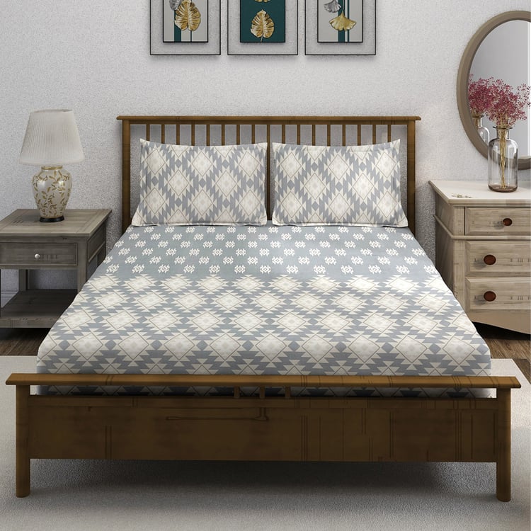 SWAYAM Ananda Cotton Printed 210TC 3Pcs Super King Bedsheet Set