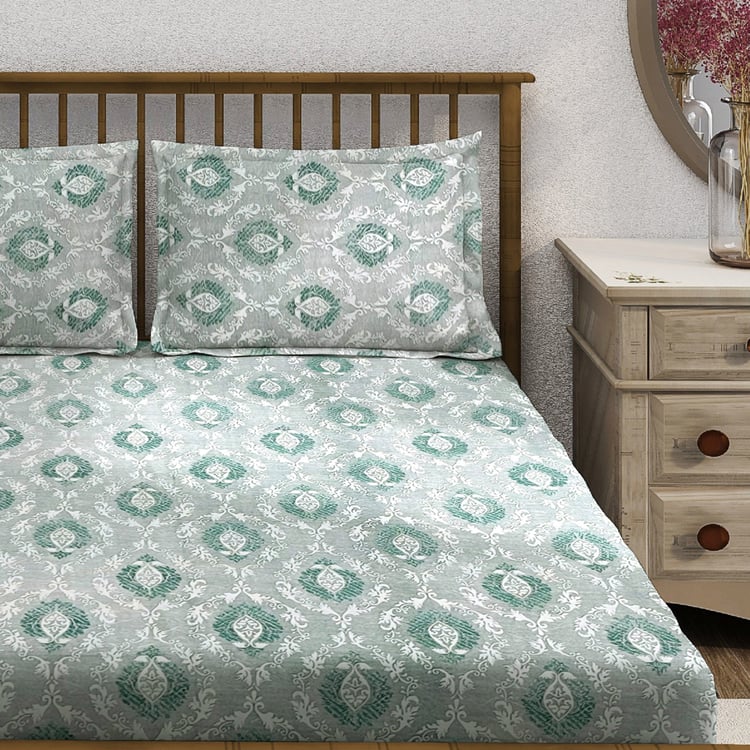SWAYAM Ananda Cotton Printed 210TC 3Pcs Super King Bedsheet Set