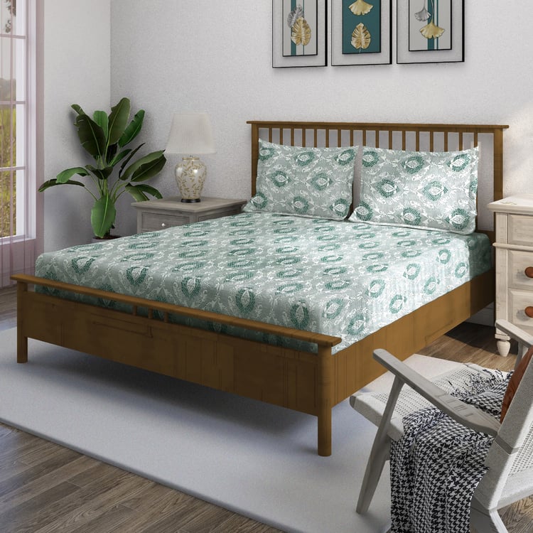 SWAYAM Ananda Cotton Printed 210TC 3Pcs Super King Bedsheet Set