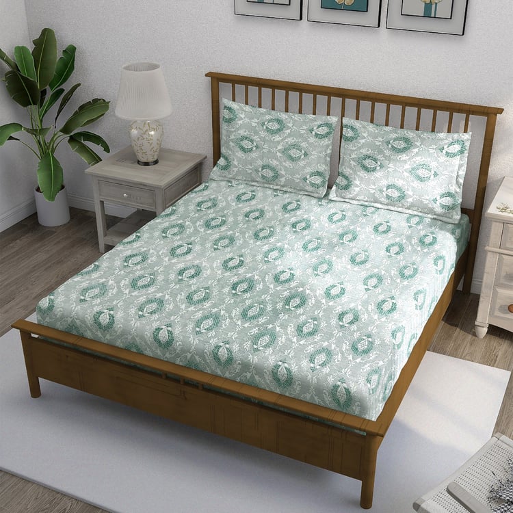 SWAYAM Ananda Cotton Printed 210TC 3Pcs Super King Bedsheet Set