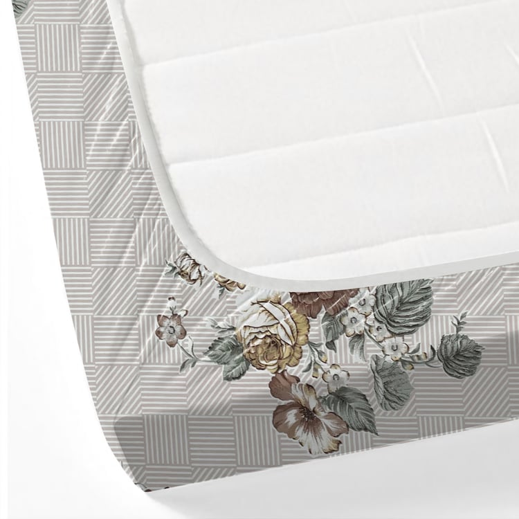 SWAYAM Ananda Cotton Floral Print 210TC 3Pcs King Fitted Bedsheet Set