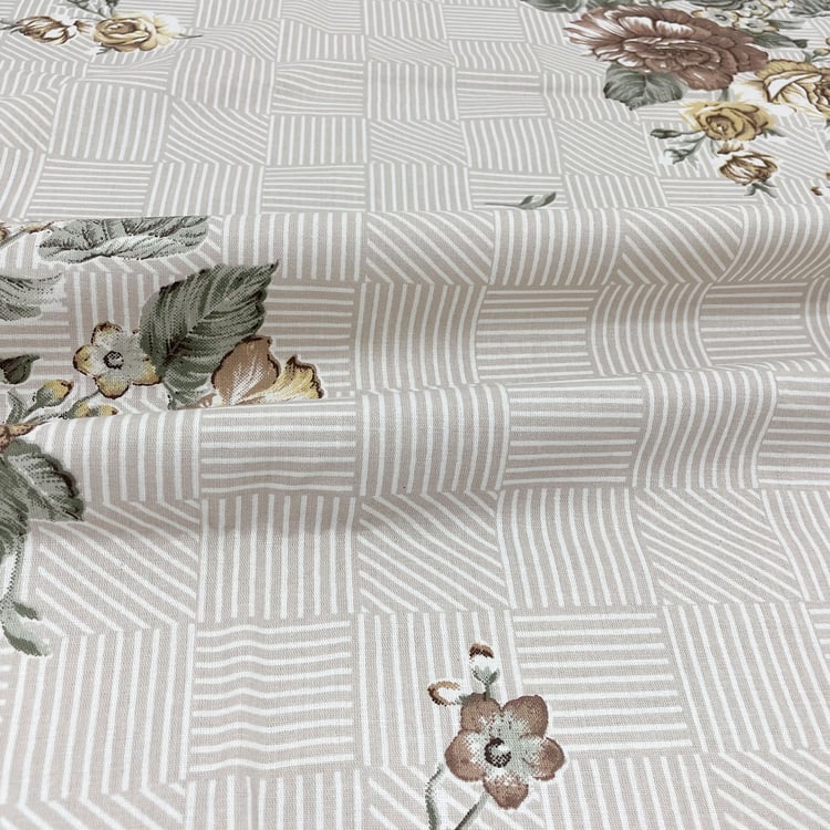 SWAYAM Ananda Cotton Floral Print 210TC 3Pcs King Fitted Bedsheet Set