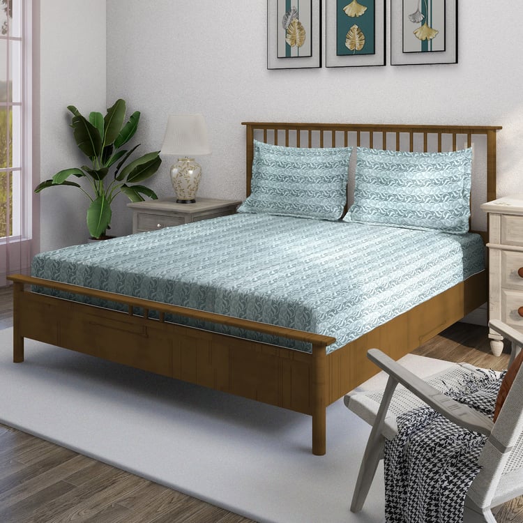 SWAYAM Ananda Cotton Printed 210TC 3Pcs King Fitted Bedsheet Set